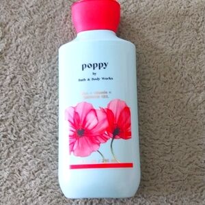 Bath & Body Works poppy scented shower gel. **